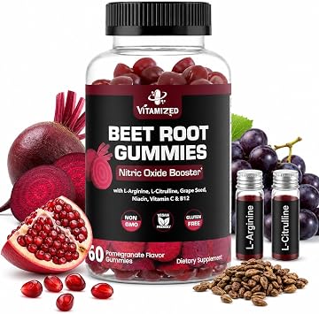 Beet Root Gummies w Grape Seed - for Circulation Energy & Flow - 60 Count