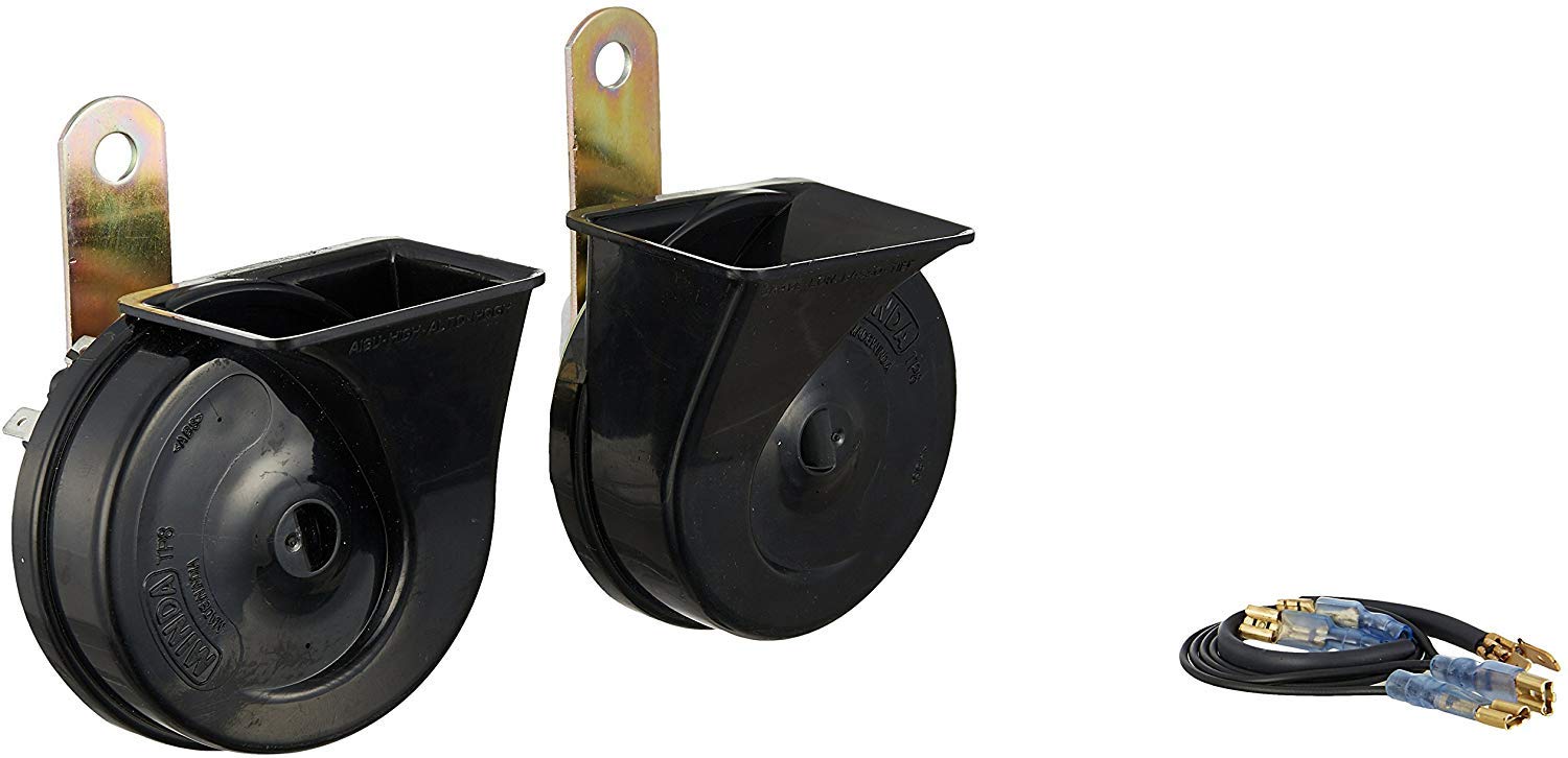 Uno Minda 875004 TP8 12V Trumpet Horn Harmony Black (400/500 Hz, 105 dB, 80mm Dia, Set of 2