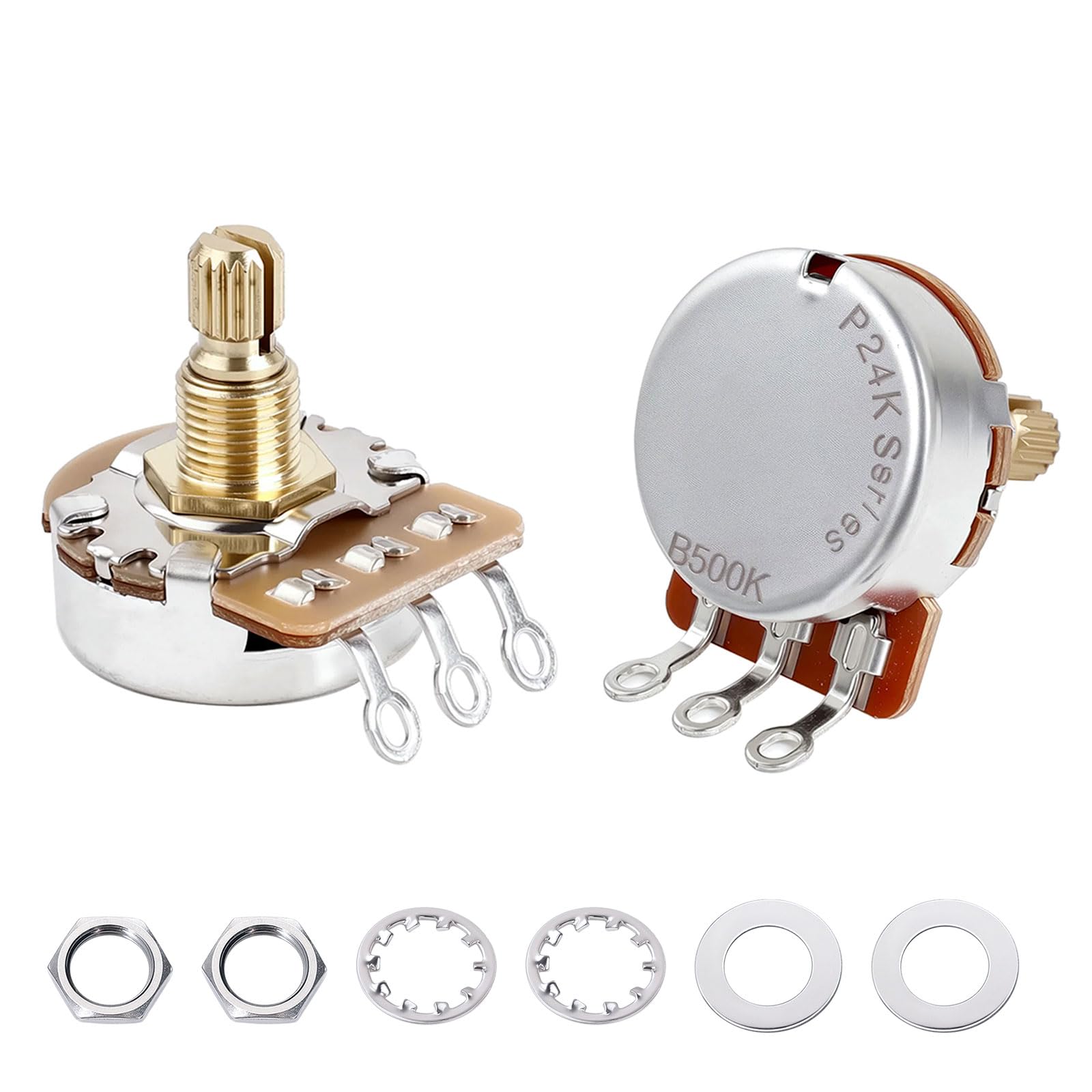 Banworks Brass B500K M8 Thread Full Sized Guitar Pots Metric 18-Spline Pots