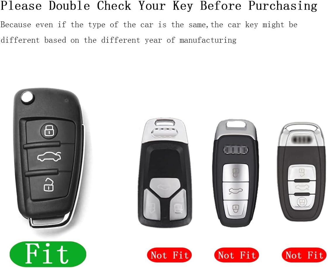 muekzru Car Key Case Key Shell Fob Key Cover Key Chain Bling Crystal Leather Key Fob Sleeve Chain Compatible for audi