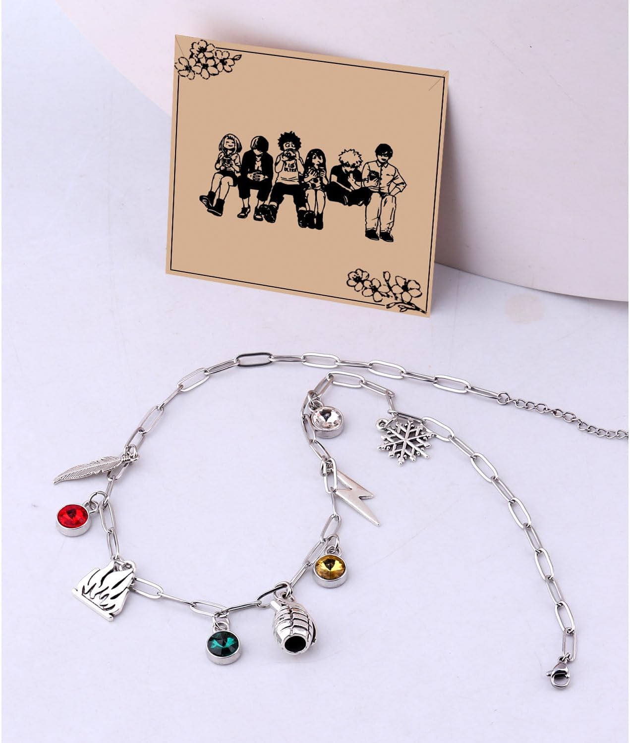 MAOFAED Japan Anime Charms Necklace for Fans, Paperclip Chain Necklace for Men Women, Anime Lover Gift (herolinkNE) - Image 3