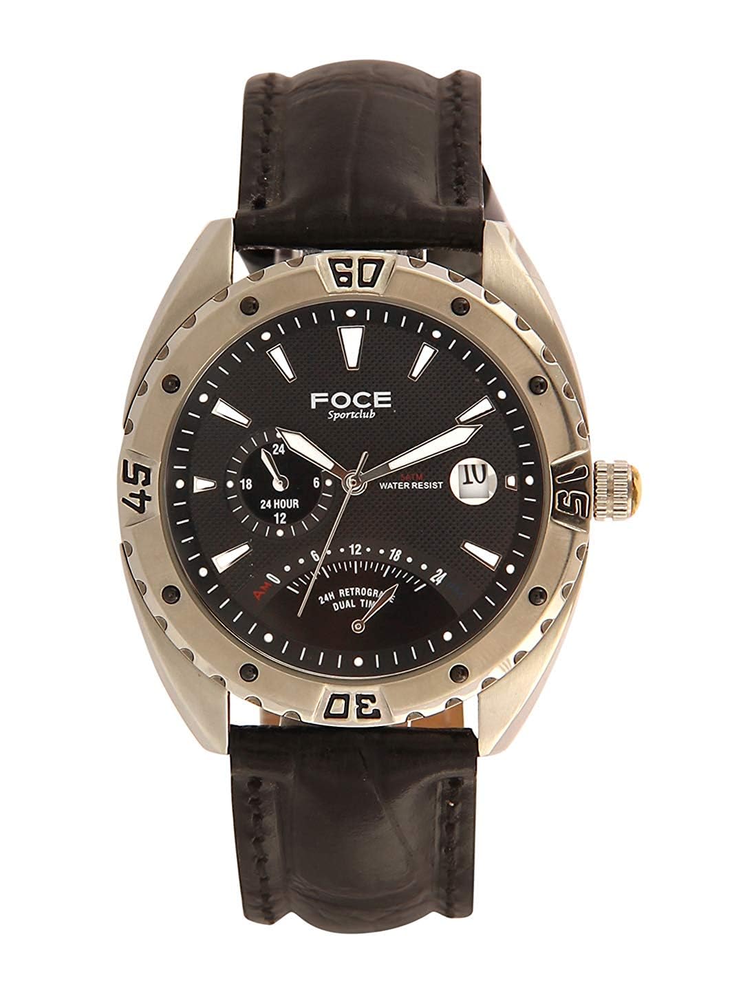 Foce Multifunction Black Dial Leather Strap Watch for Men-F953GSL-BLACK (B07VWWS3VX) Amazon Price History, Amazon Price Tracker