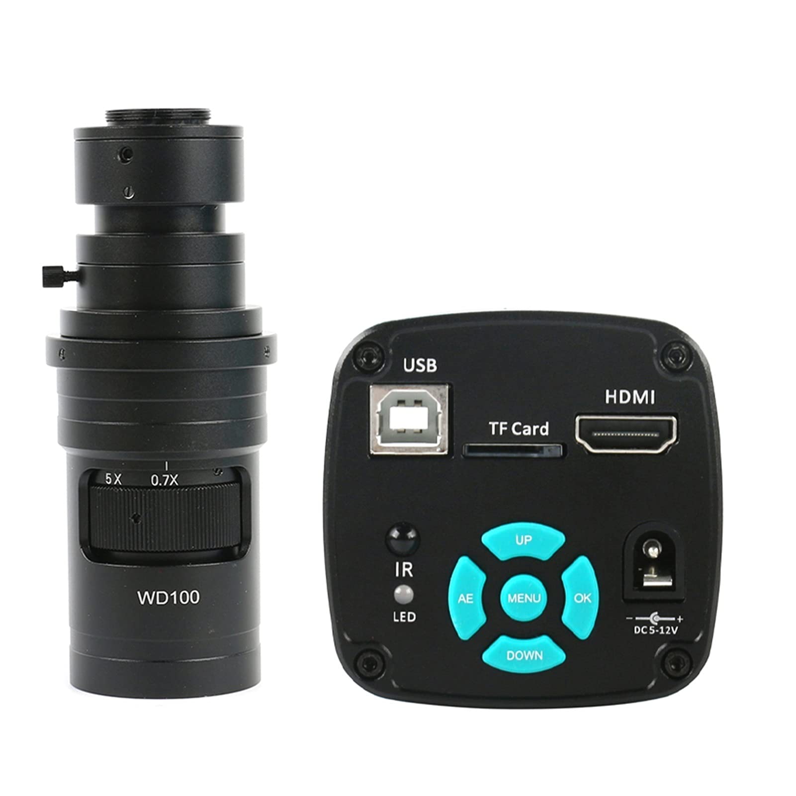 Microscope 4K 1080P 48MP Video Lab USB Microscope Camera C Mount LED Light for Phone Repair 100X 130X 180X 200X 300X 500X Zoom(with 200X Lens)