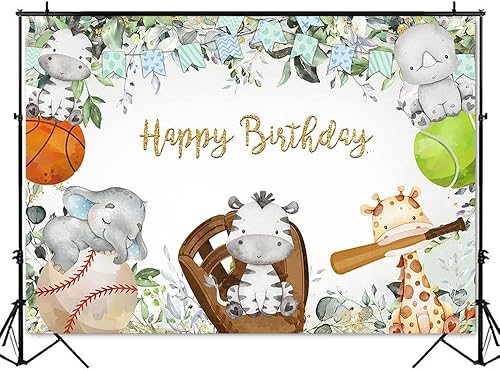 Miniatura 2 de Fondo de fotos de animales vegetales, selva, safari, selva, cumpleaños, decoración de fiesta de cumpleaños (7 x 5 pies)
