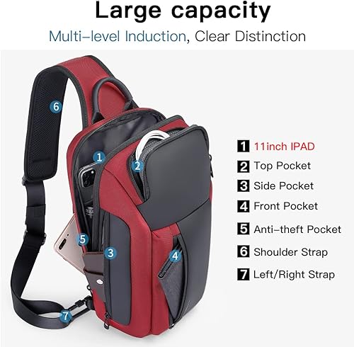 Miniatura 2 de BANGE Bolso bandolera, bolso impermeable para el pecho para hombre, bolsas de hombro, mochila cruzada para hombres..