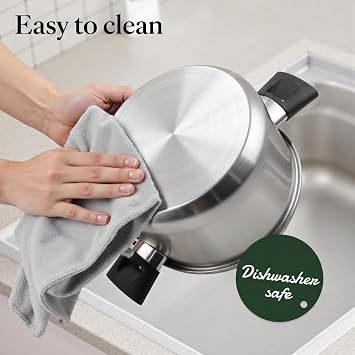Meythway Stainless Steel Pots and Pans Set Non Toxic, 6PCs Kitchen Cookware Sets with Stay-Cool Handles, Dishwasher Safe&Compatible with All Stovetops(Gas,Electric&Induction)