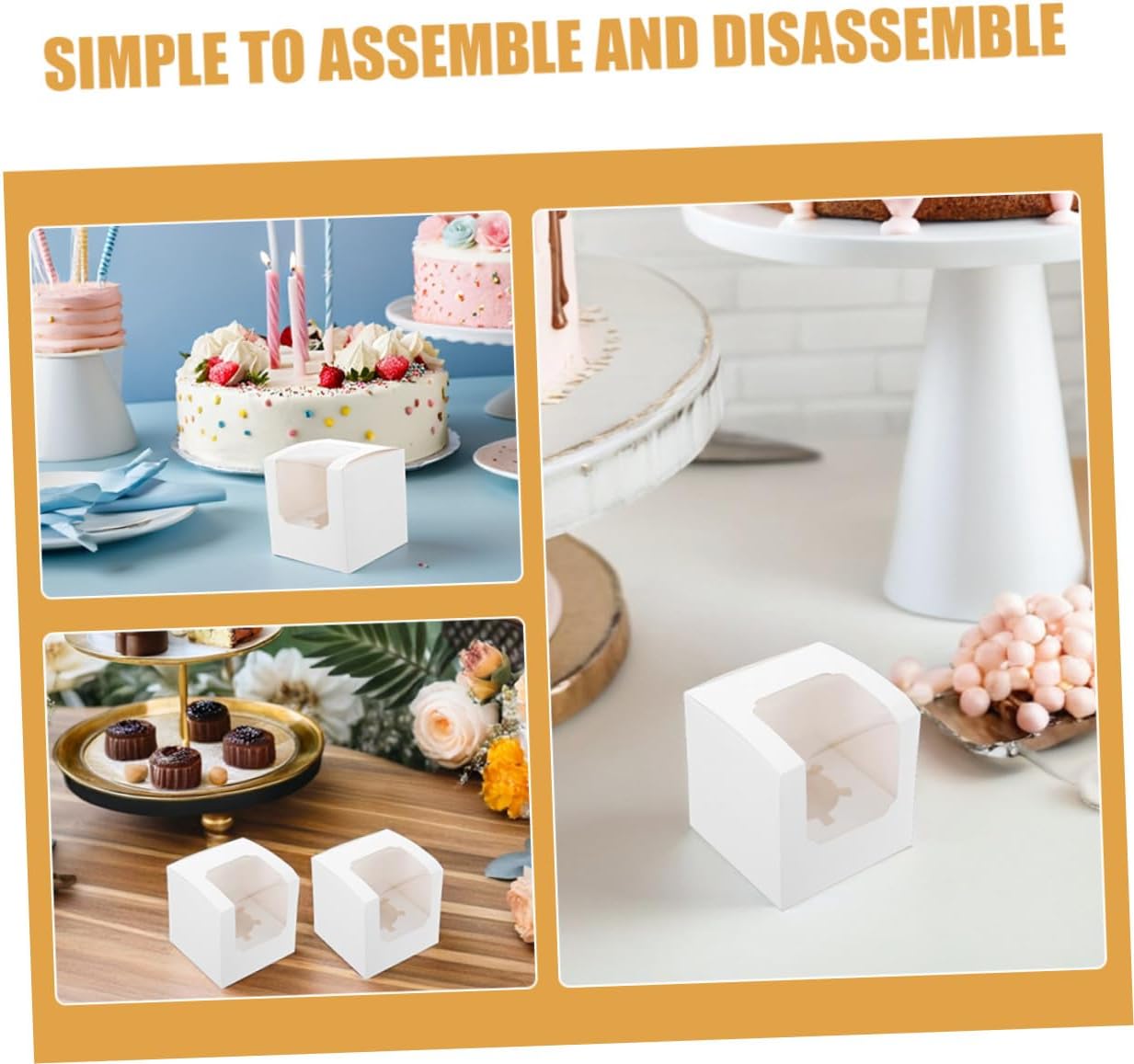 40pcs White Paper Cupcake Boxes with Lids, Individual Muffin Containers for Wedding Party Favors, Mini Cupcake Carrier for Dessert Display and Home Baking