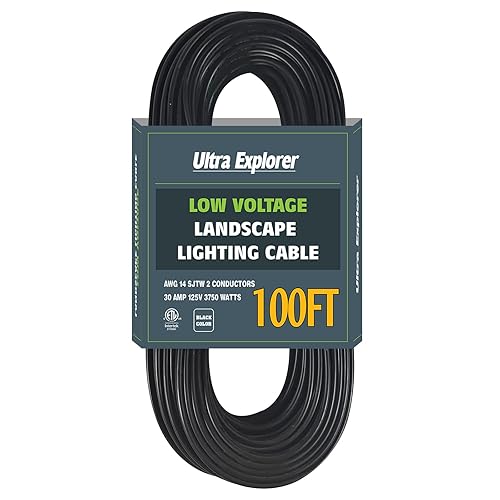 Cable de iluminación de paisaje de bajo voltaje 142, cable de entierro directo al aire libre, calibre 14 2 conductores, 100 pies