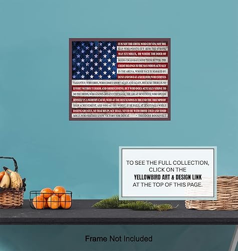 Miniatura 7 de American Flag Wall Art & Decor LARGE 11x14 - Courage Teddy Roosevelt Quote - Inspirational Patriotic Motivational poster - positive Quotes - Gift