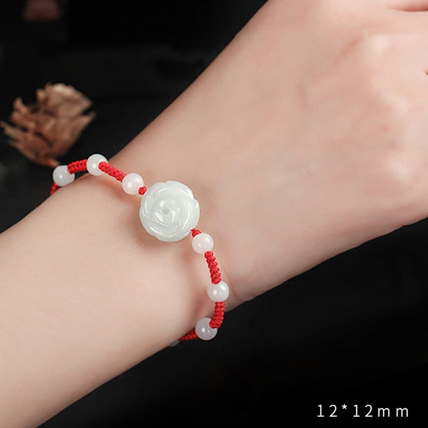 Abalorio, Esmeralda Suerte Peonía Flor Encanto Hilo Rojo Cuerda Joyería De Vacaciones Amuleto Atraer Dinero Prosperidad Suerte,B