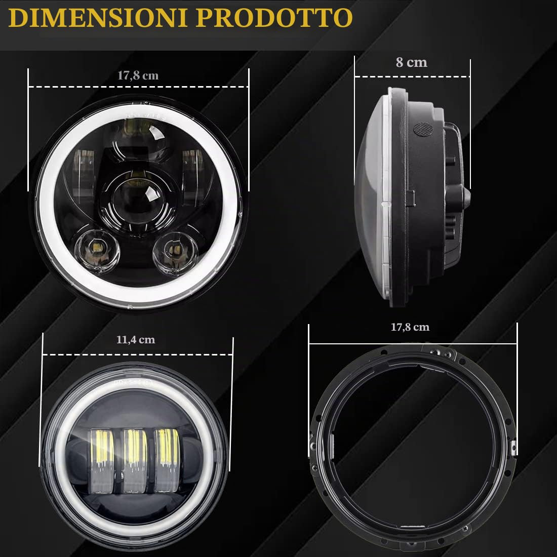 Fanale a LED per moto Road King, 7 pollici, con 2 fendinebbia 4-1/2