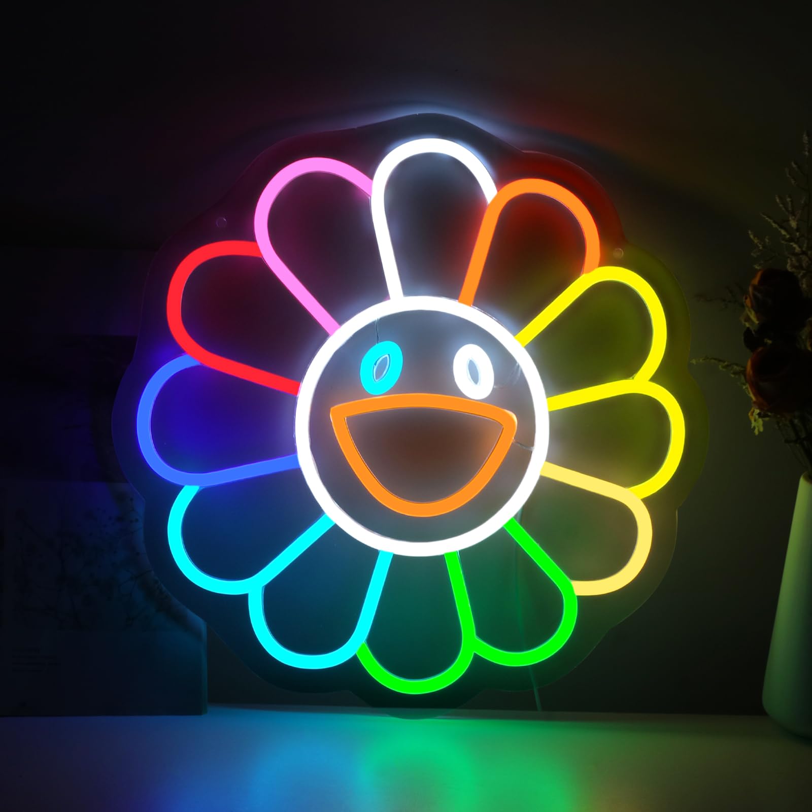 Smiling Sunflower Neon Sign for Wall Decor, Takashi Murakami