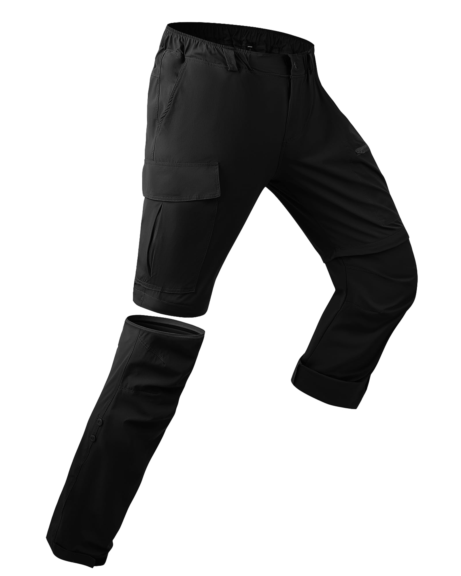YAOBAOLE Pantaloni da trekking da uomo con zip off, rimovibili, traspiranti, ad asciugatura rapida, elasticizzati, funzionali con 5 tasche