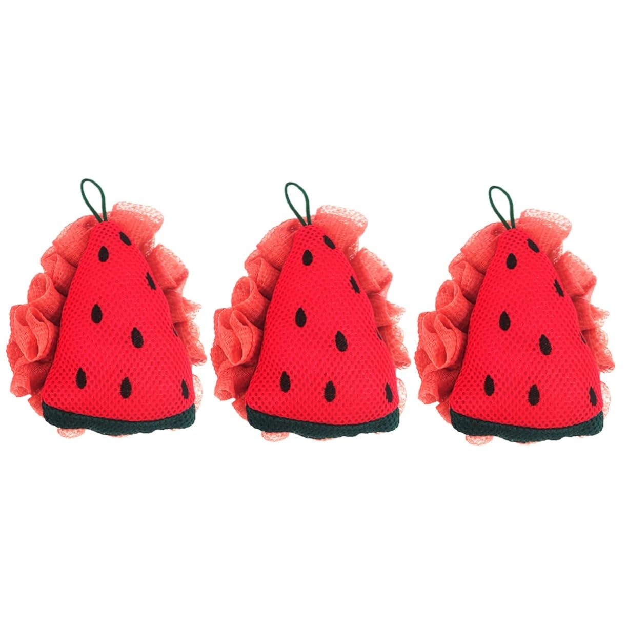 Beavorty 3piezas Esponja De Cartoon Para Baño Exfoliante y Rápido Secado Diseño De Fruta Lazo Para Almacenamiento Espacio Reducido Para Adultos