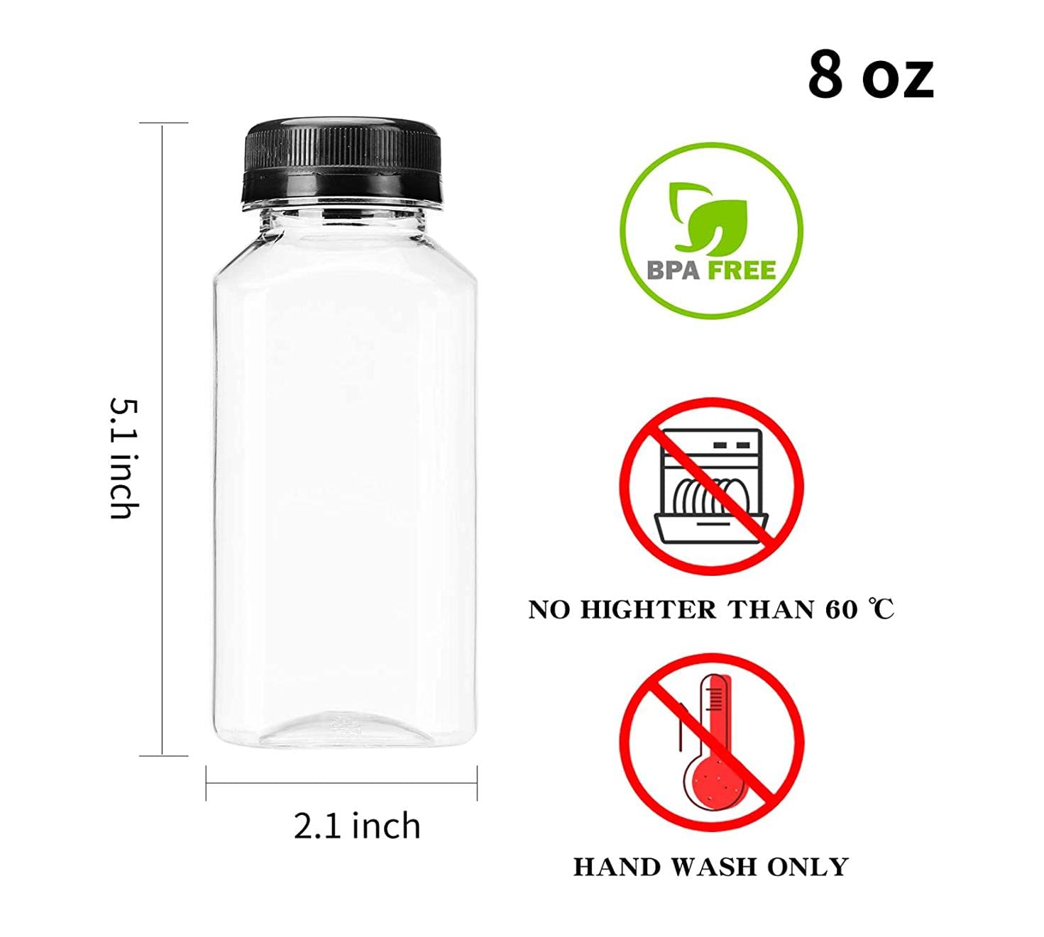 Buy FUFU 12pcs 8oz Plastic Juice Bottles with Caps, Empty Clear Plastic