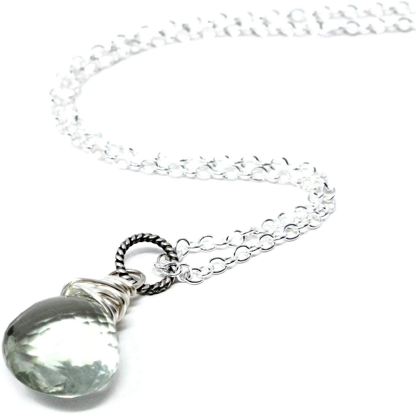 Petite Prasiolite Green Amethyst Necklace Sterling Silver Gemstone Pendant