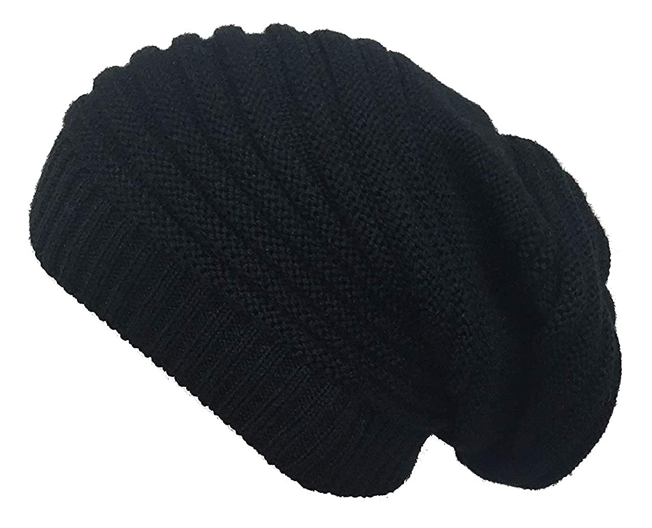 CotsonBlack Slouchy Woolen Long Beanie Cap for Winter Skull Head Unisex Cap