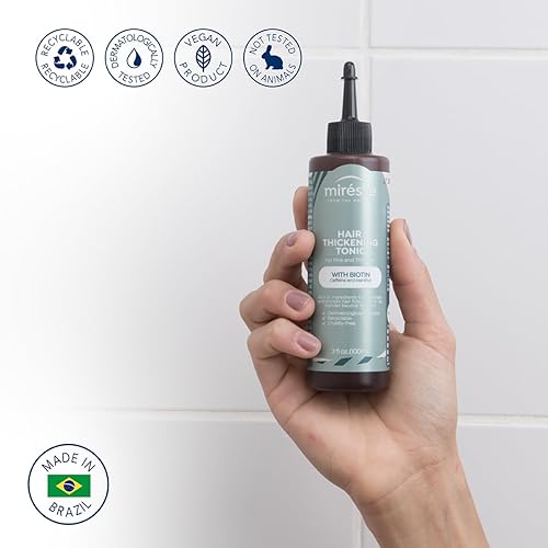 Miniatura 4 de MIRÉSSE Tónico grueso para el cabello con biotina cafeína y mentol tratamiento para el cuero cabelludo para mujeres y hombres para cabello fino y