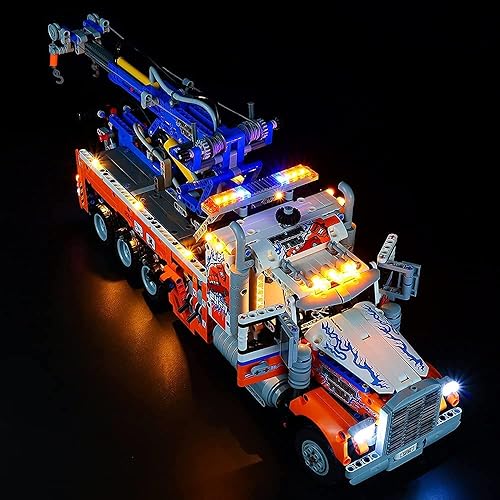 Miniatura 6 de Kit de luz LED RC con sonido compatible con Lego 42128, kit de iluminación de construcción para (camión de remolque de alta resistencia) modelo de
