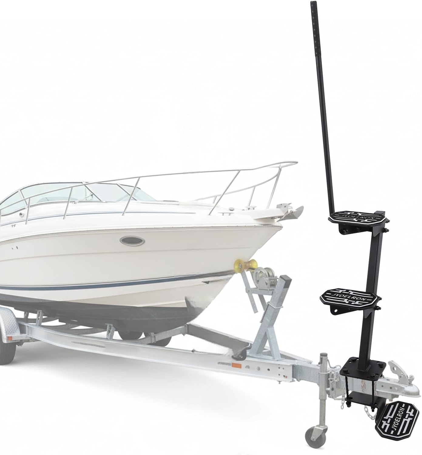 Boat Trailer Steps with Handrails, 3-Step Anti-Slip Marine Staircase, 450 lbs Capacity, Heavy Duty Yacht Boarding Ladder for Dock, Boat Launching, Aluminum Non-Skid Steps