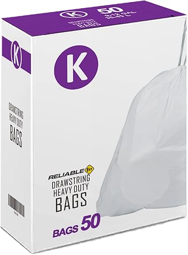 Miniatura 9 de Code K Bolsas de basura resistentes de 10 galones con cordón reforzado para 9-12 galones, compatibles con simplehuman Code K (50 unidades)
