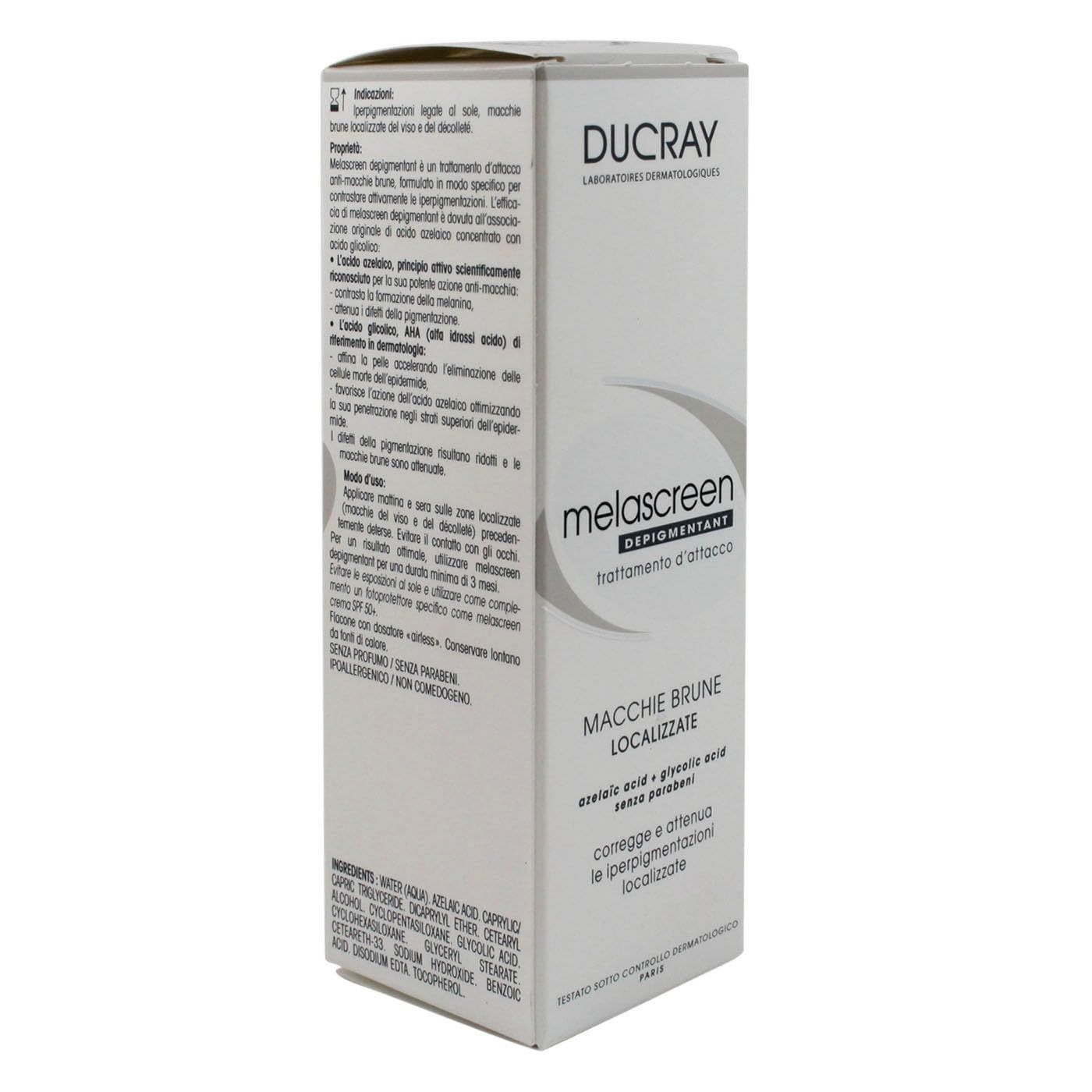 Ducray Melascreen Depigmenting Intense Care - Depigmenting Face Care to Counteract Localized Brown Spots - Paraben-Free, Non Comedogenic, Hypoallergenic, Fragrance-Free - 30ml Pump Bottle
