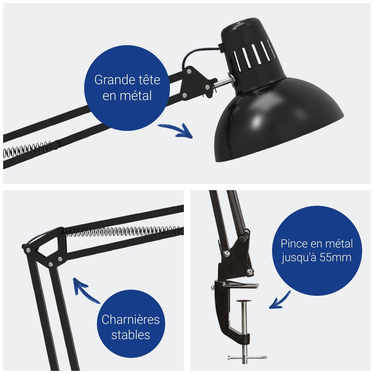 MAUL lampe de bureau MAULstudy en métal LED professionnelle flexible noir