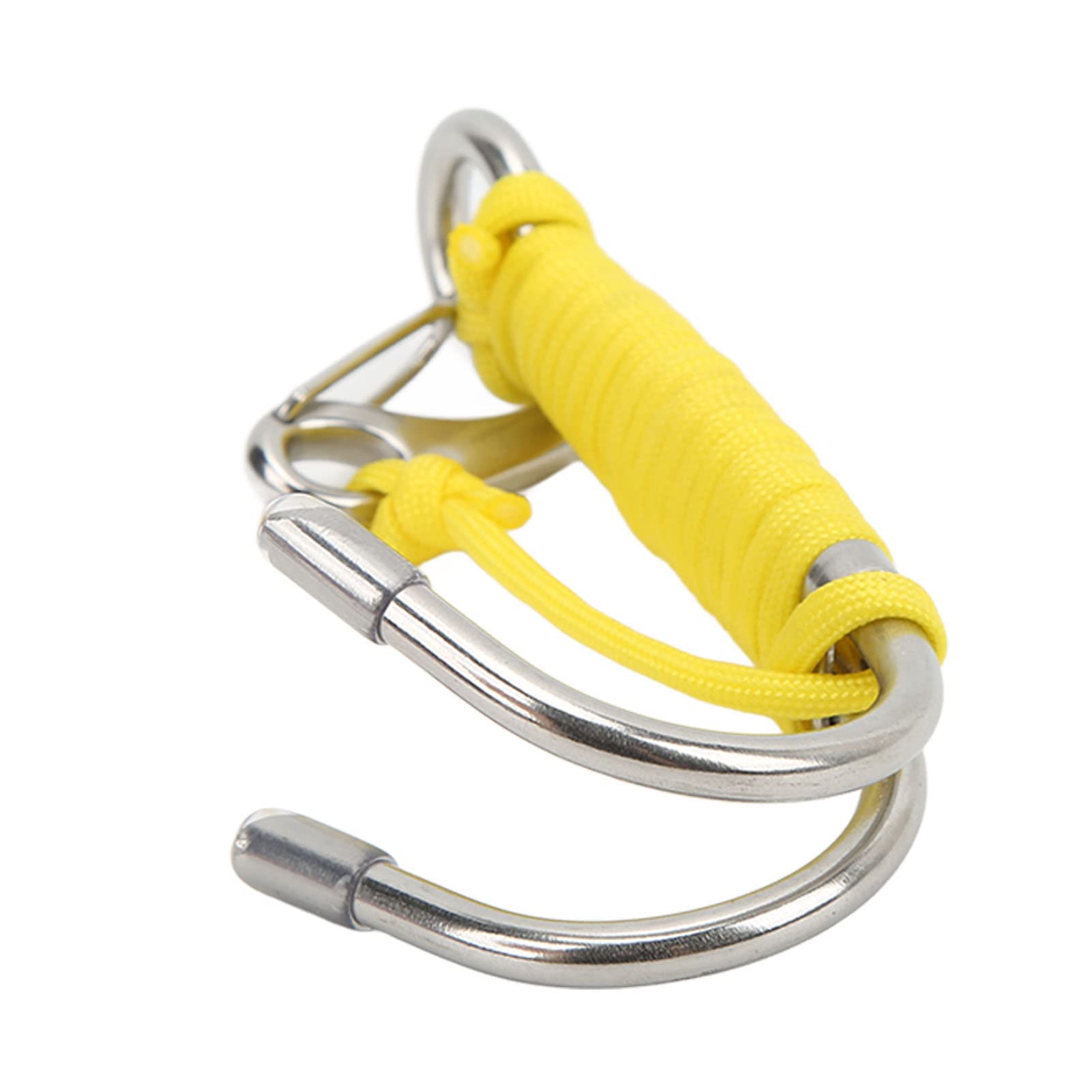Dive Hook, Stainless Steel Diving Double Hook with Line Siwming for Cave Dive (Yellow)