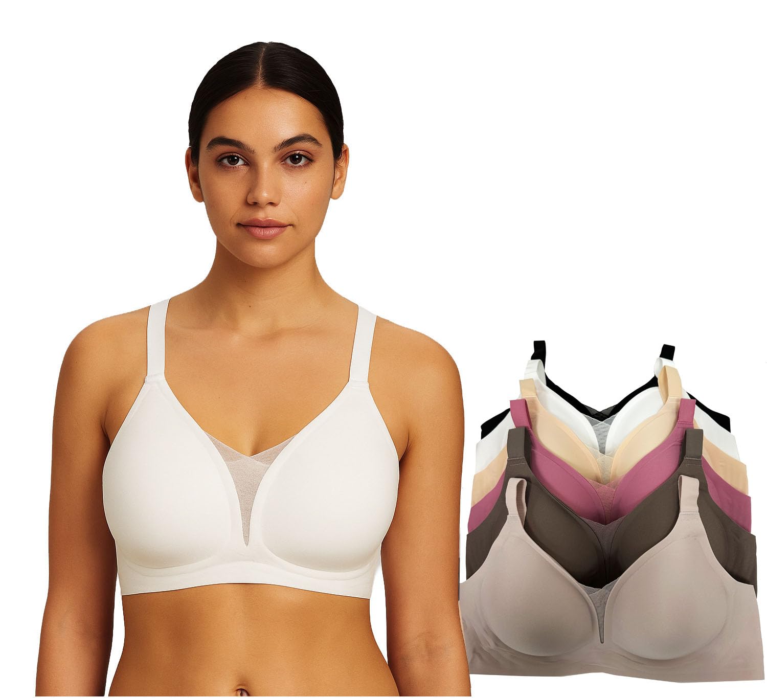 Viola's Secret 6 Pack of Color Print T-Shirt Bras B Cup C Cup and D Cup