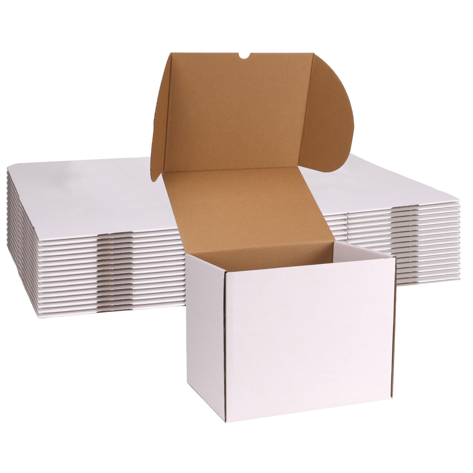 ZBEIVAN 10x8x8 White Small Shipping Boxes, 15 Packs Corrugated Cardboard Mailer Boxes for Packaging Small Business Mailing Gifts Wrap Boxes with Lids โ image 1