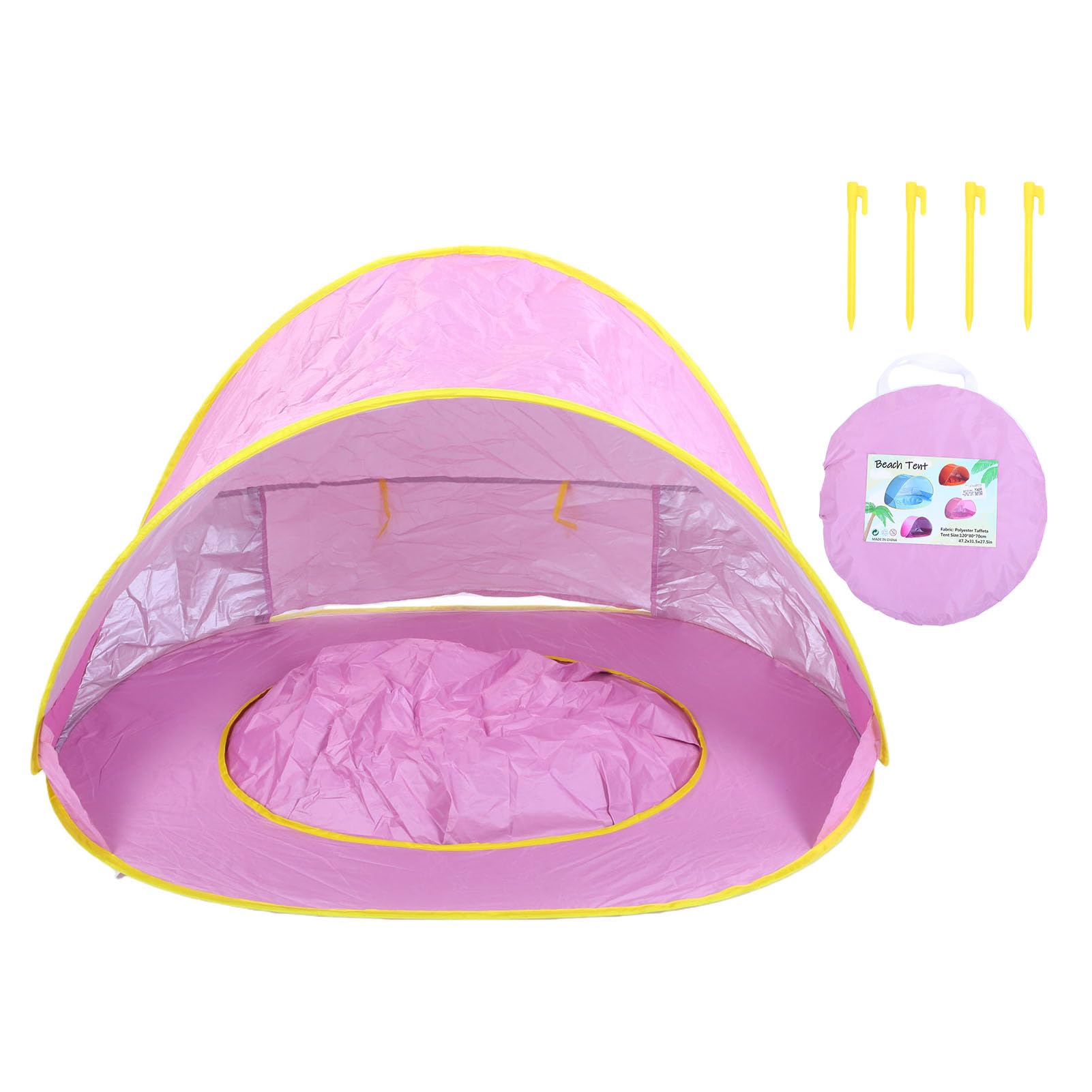 PUSOKEI Tenda da Spiaggia Pop-up con Parasole per Bambini con Piscina, Tenda da Gioco Portatile Leggera per Picnic da Campeggio All'aperto, Rosato