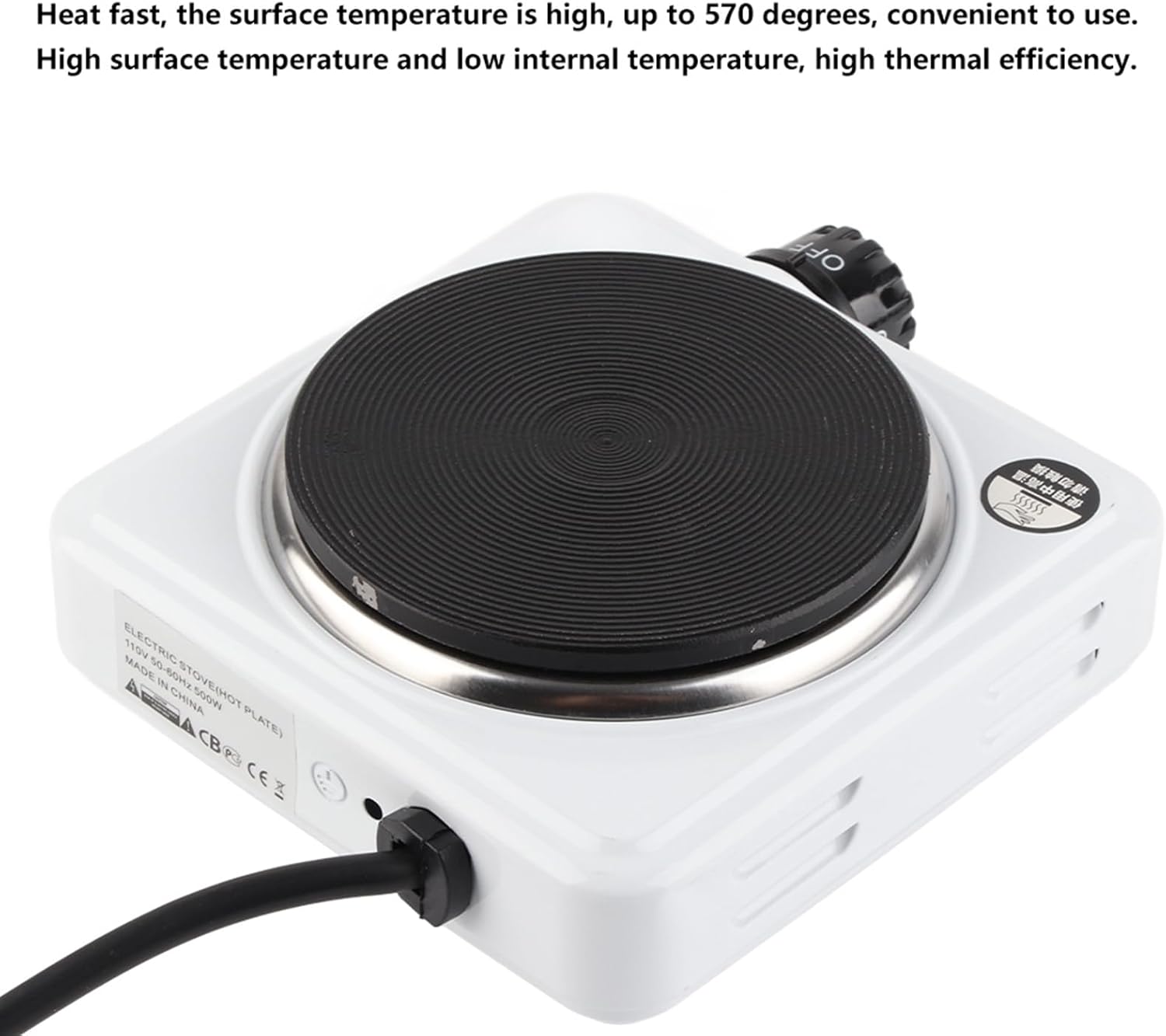 sebelah view of the Ciglow Mini Stove showing the control knob and indicator light