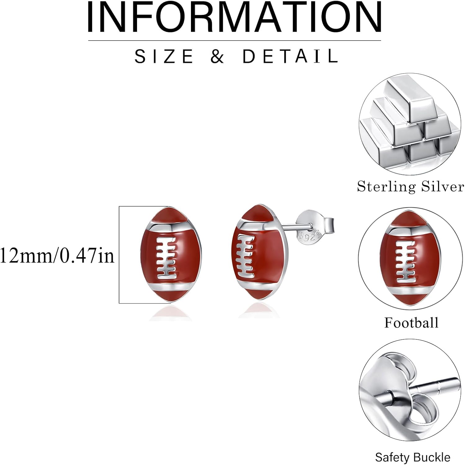 Dreamboat Sports Ball Stud Earrings for Women 925 Sterling Silver Hypoallergenic Volleyball Basketball Soccer Baseball Football Jewelry Gifts for Sports Fan Sport Lovers - Image 6