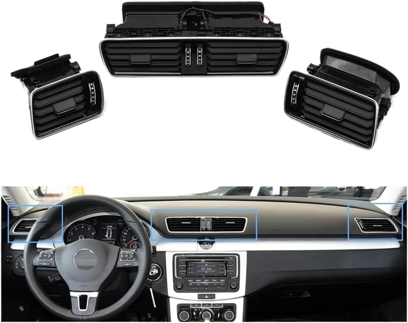 ​Car Dashboard Front Left Right Middle Air Conditioner Vent Grille Assembly Fit For VW B6 B7 CC 3AD819702A 3AD819728A(LHD-Right 1PC)