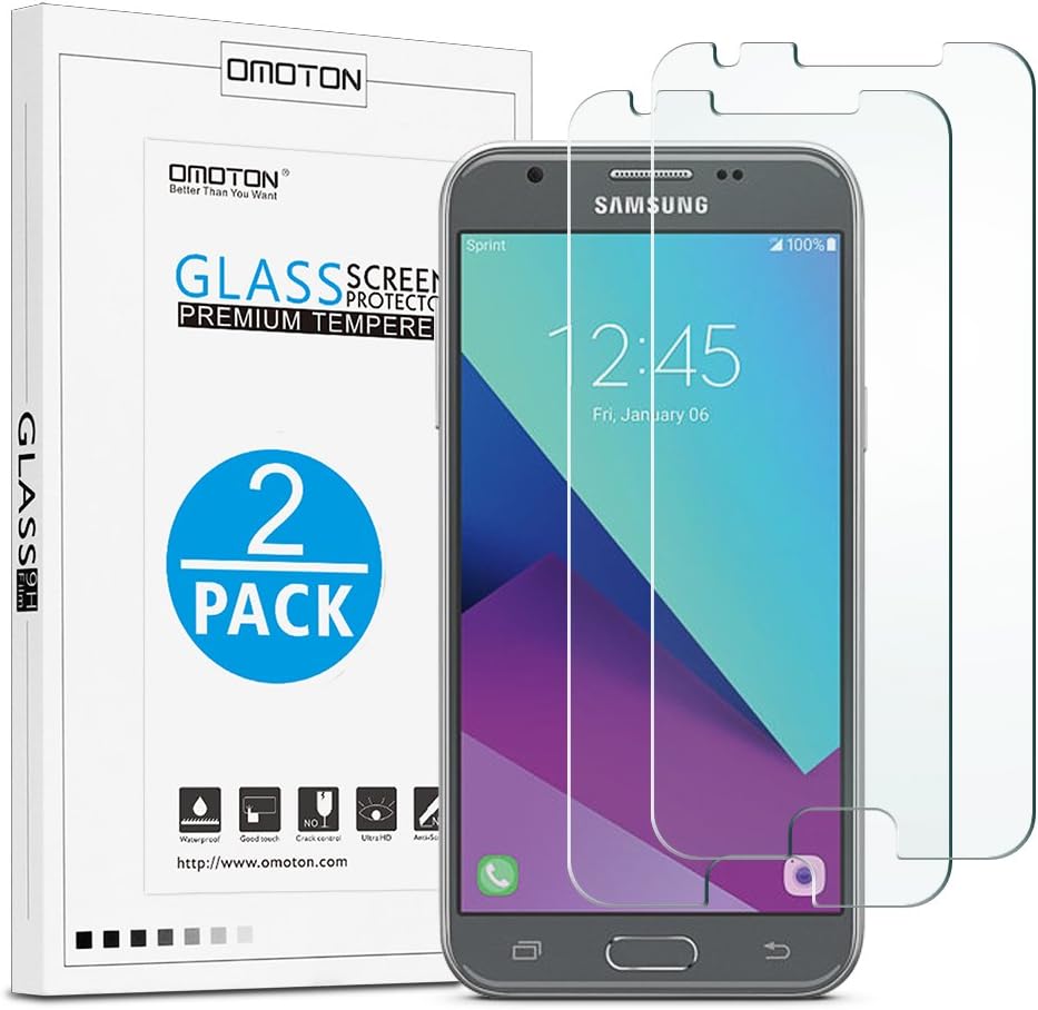 [2-Pack] Samsung Galaxy J3 Emerge / J3 Prime/AMP Prime 2 / Sol 2 / J3 Eclipse / J3 Mission / J3 (2017) / Express Prime 2 / J3 Luna Pro Screen Protector - OMOTON Tempered Glass Screen Protector