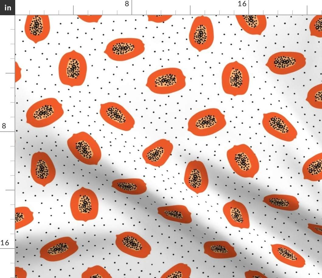 Spoonflower Fabric - Orange Papaya Seeds Exotic Tropical Fruit Hawaii Summer Printed on Petal Signature Cotton Fabric by The Yard - Sewing Quilting Apparel Crafts Decor