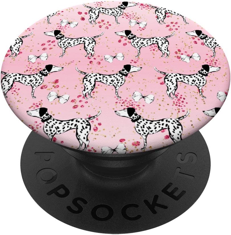 Pink Dalmatian Dog Pattern Print Doggie Puppy Dally PopSockets PopGrip: Swappable Grip for Phones & Tablets