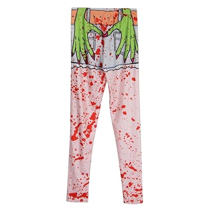 CALANDIS Scary Blood Splatter Printed Leggings Halloween Costume Woman Fancy Dress XL