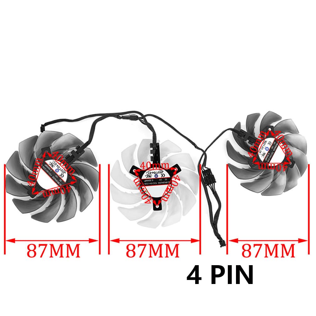 Graphics Card Cooling Fans Suitable for ASROCK RX 6600XT 6650XT 6700XT 6800 6800XT 6900XT 6950XT Phantom Gaming D OC Series Desktop 87mm FDC10H12S9-C 12V 0.35A 4Pin Video Card Cooler Fans GPU Fan