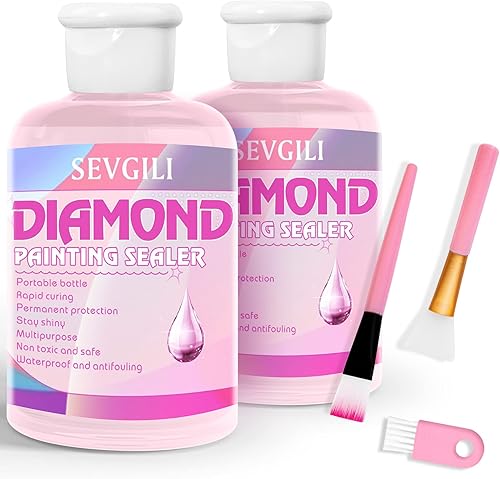 sevgili Kit de sellador de pintura de diamante de 8.1 fl oz con pinceles, sellador de arte de diamante, pegamento para rompecabezas, accesorios y