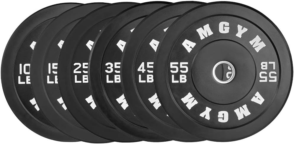 AMGYM LB Bumper Plates Olympic Weight Plates, Bumper Weight Plates, Steel Insert, Strength Training : Sports & Outdoors
