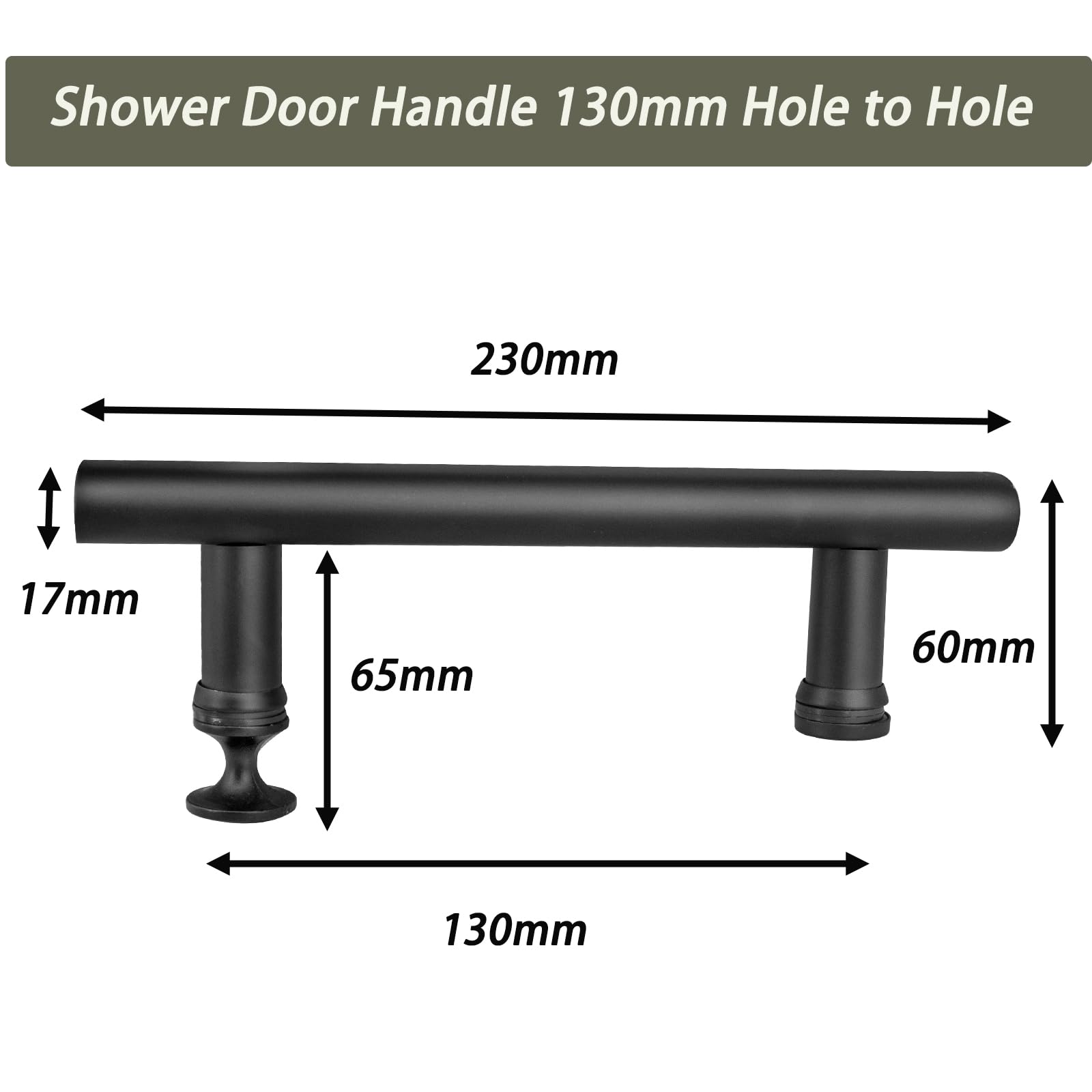 Cokritsm Shower Door Handle 130mm Black Slidng Door Handles with Inner Doorknobs - Image 2