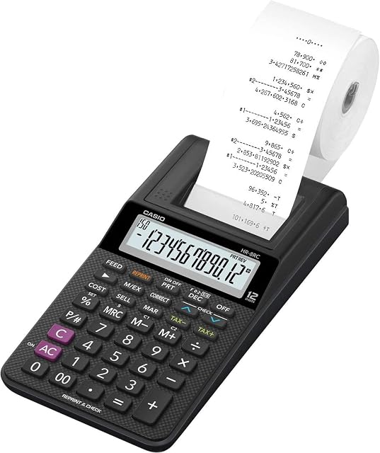 Calculadora com Bobina, Casio, 63261, Preto