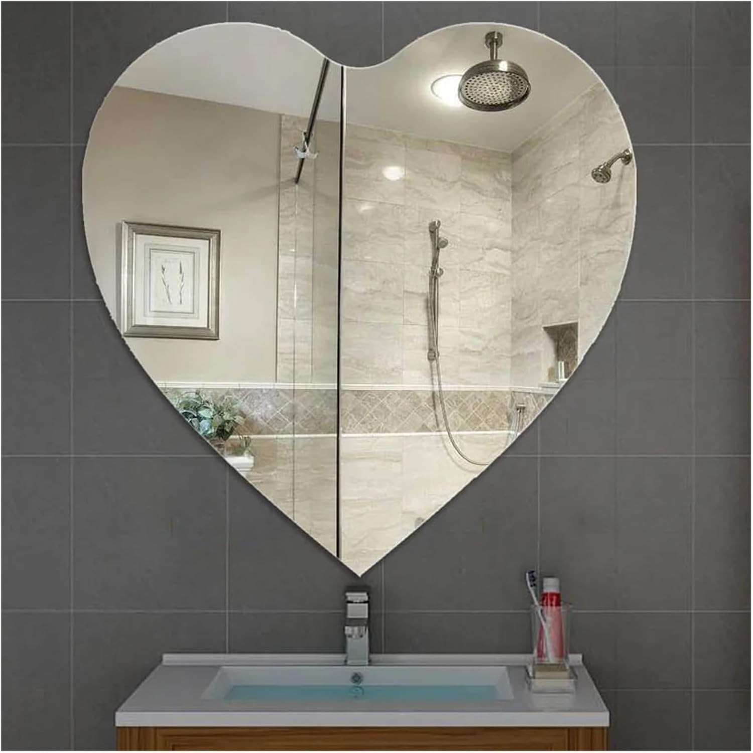 24x24 Inch Shaving Full Body Mirror Large Toilet Irregular Hairdressing Magnifying Makeup Mirror Decorative Shower Mirror,Mirrors