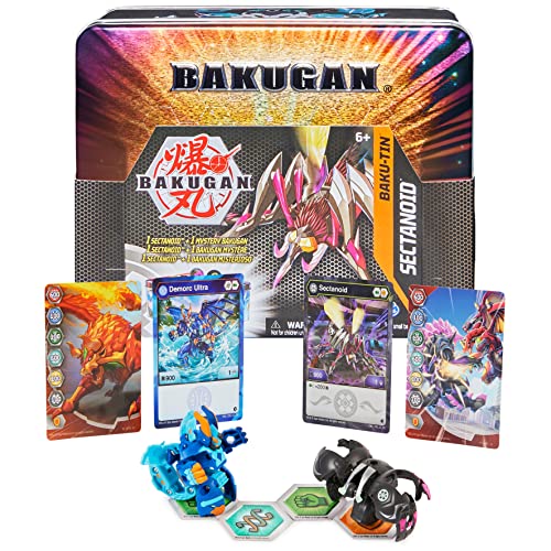 BAKUGAN Baku-Tin, boîte de Rangement en métal de qualité supérieure avec Darkus Sectanoid Exclusif et Une Autre Balle Surprise