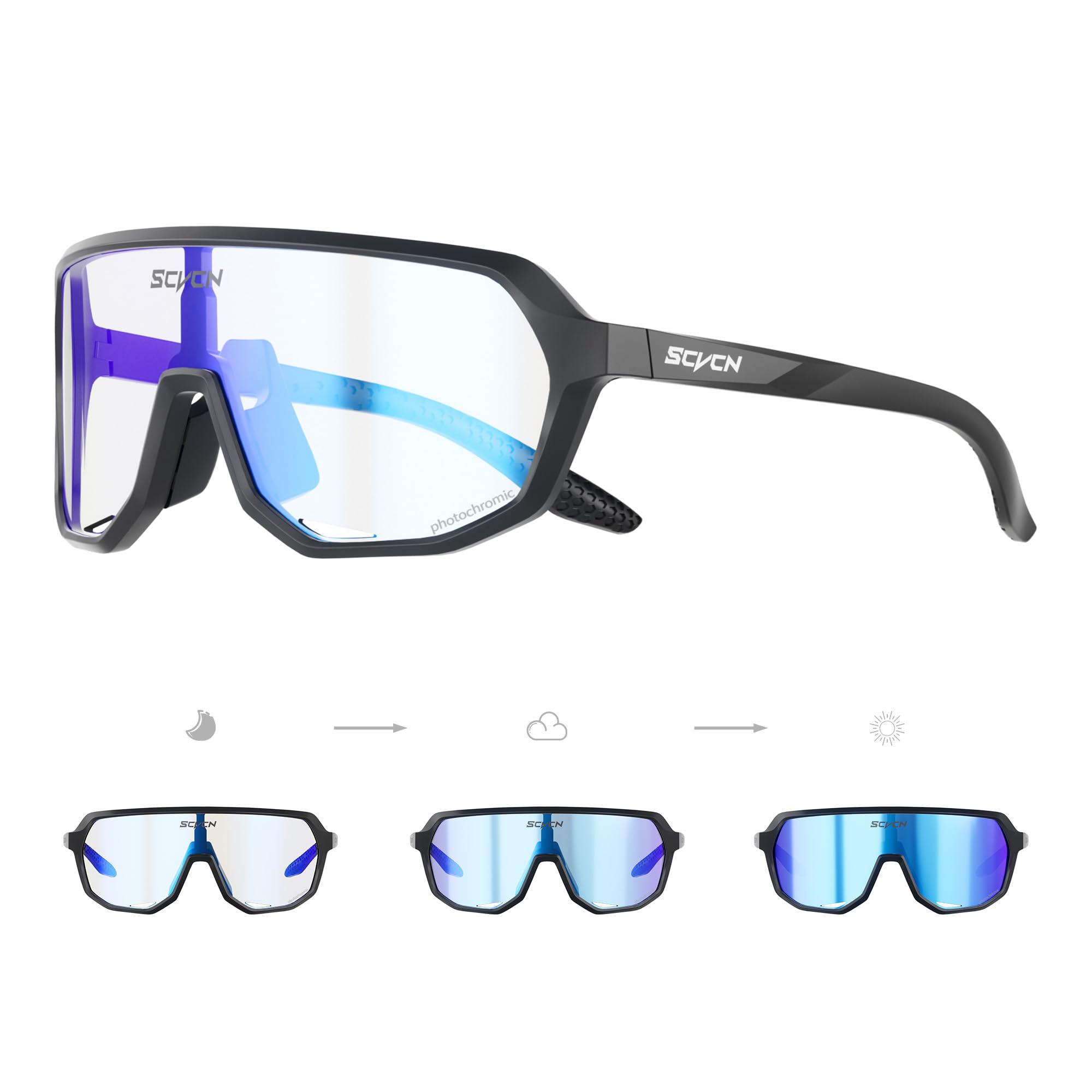 SCVCN Photochromic Cycling Glasses Men Women Clear Sports Sunglasses UV400 Protection for Cycling mtb mountain bike S63