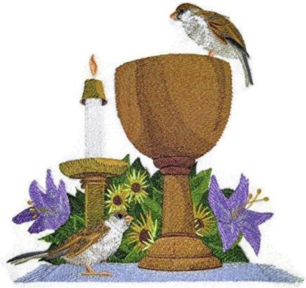 Custom and Unique Chalice and Sparrows Embroidered Iron on/Sew Patch [7.78" *7.61"]