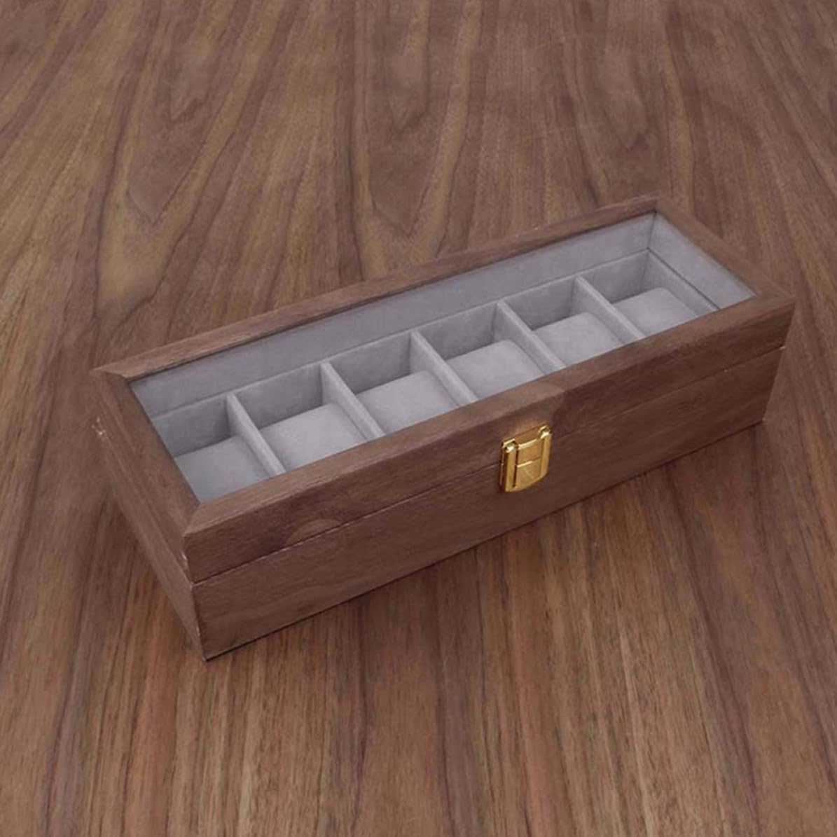 OUNONA Caja para Relojes de Madera Organizador Práctico y Elegante 6 Ranuras para Joyas, Adecuado para Uso en Casa o Viajes