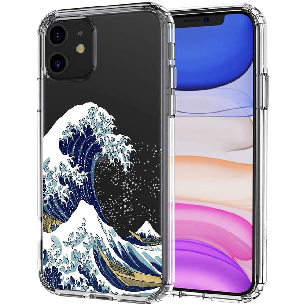 TOFD Wave Case for iPhone 11 Case Cute Aesthetic Shockproof Crystal Clear Cases Great Wave Design Soft TPU Bumper Protective Case Cover for Apple iPhone 11 6.1”(2019 Release)
