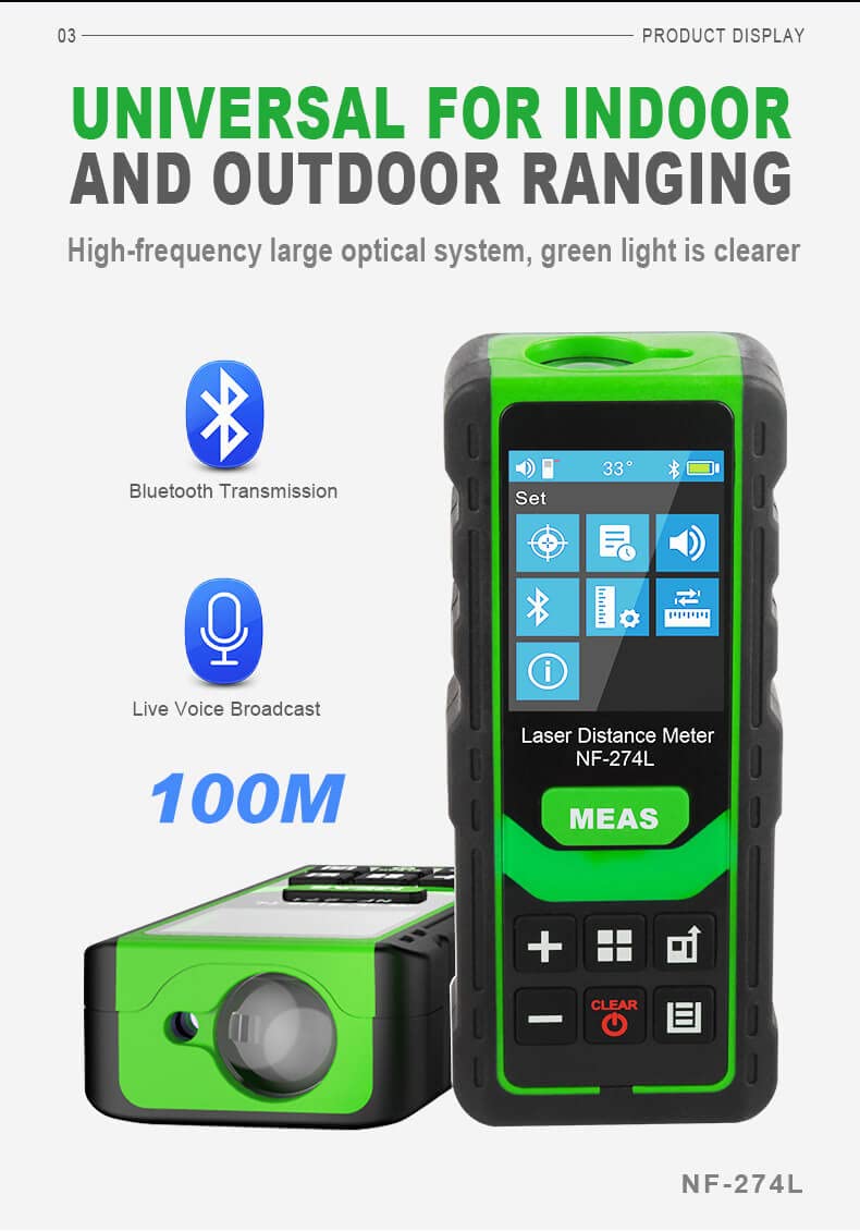 Laser Distance Meter NF-274L 80/100 Infrared Rangefinders Indoor Area Measuring Tool Handheld Laser Distance Meter